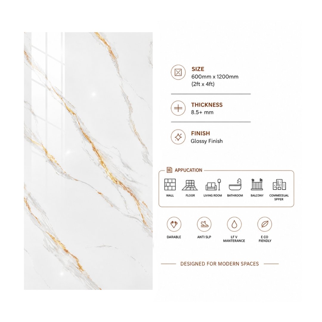 AL En Agata Gold Marble Pooja Room Tiles - My Home Studio